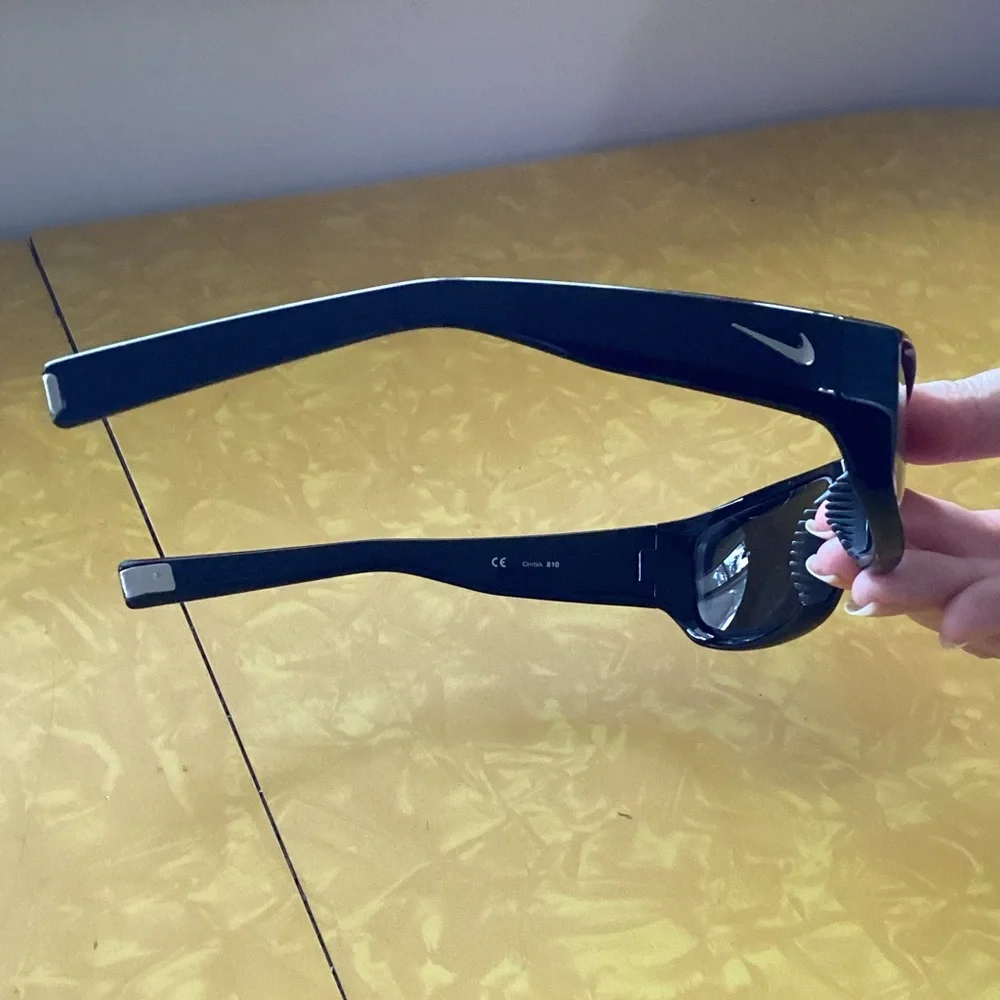 Nike Black Rectangular Wrap Sunglasses